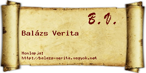 Balázs Verita névjegykártya